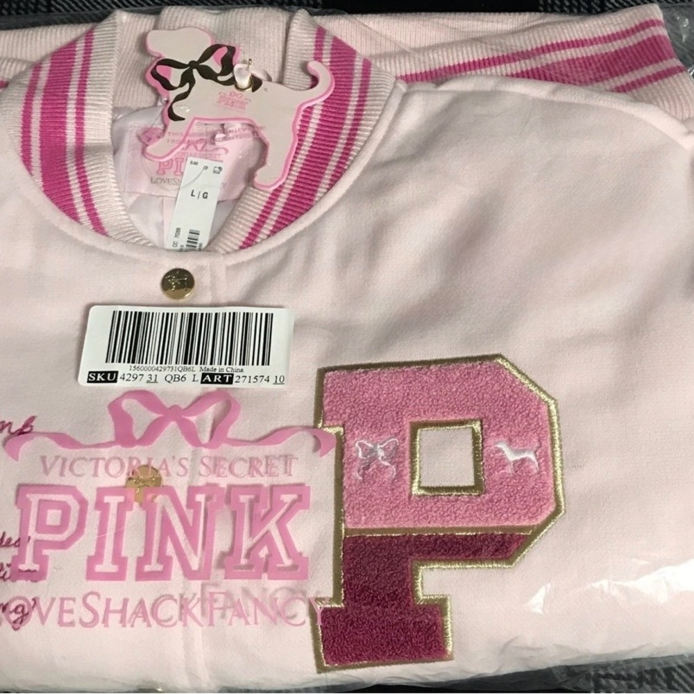 PINK Victoria's Secret x LoveShackFancy Varsity Jacket